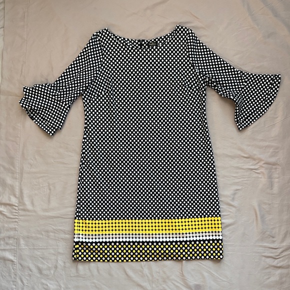 Phase 7 Seven Polka Dot Bell Sleeve Shift Dress | Mod Retro Pop Art | Size 16 - Picture 1 of 9